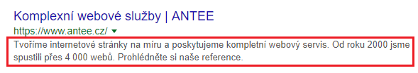 Popisek ve vyhledávání